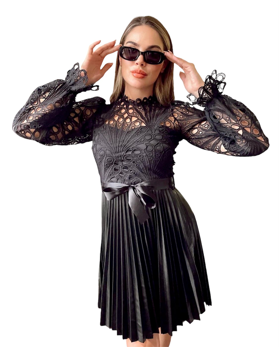Black Dress with Leather