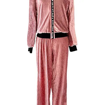 Pink Velvet Jacket and Joggers Set