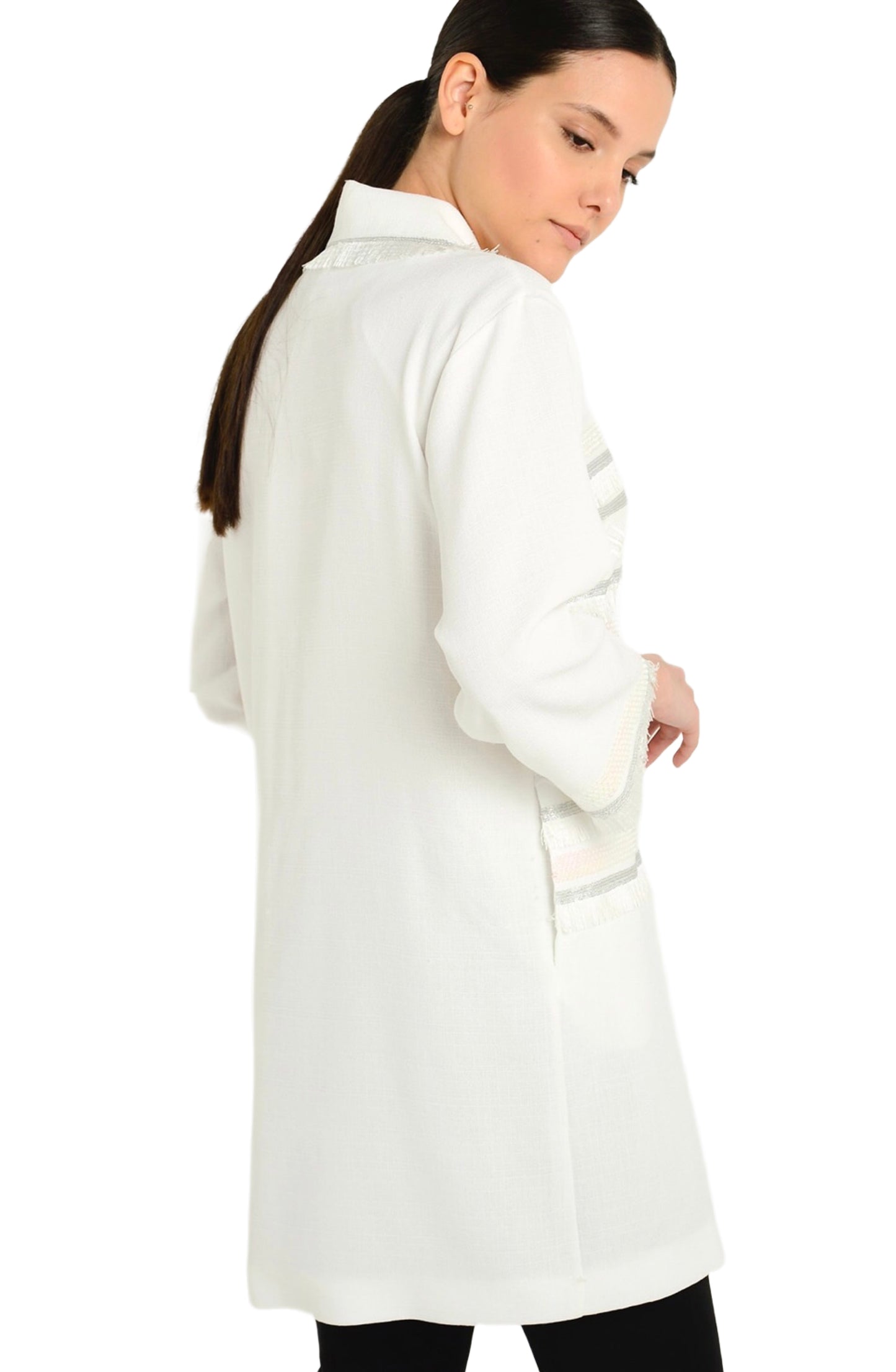 Long White Collared Jacket