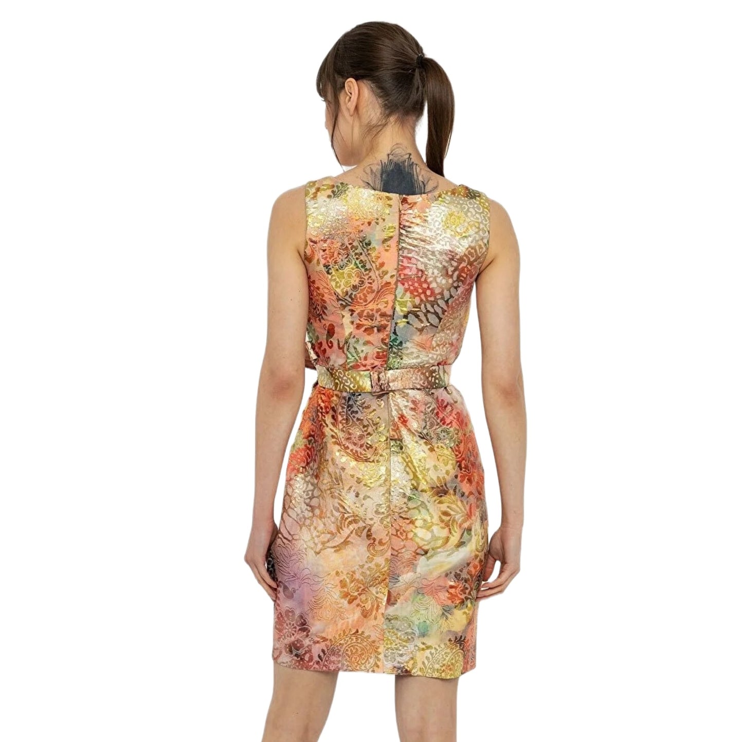 Jacquard Floral Sleeveless Colorful Dress