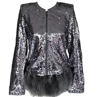 Gray Sparkly Sequin Jacket