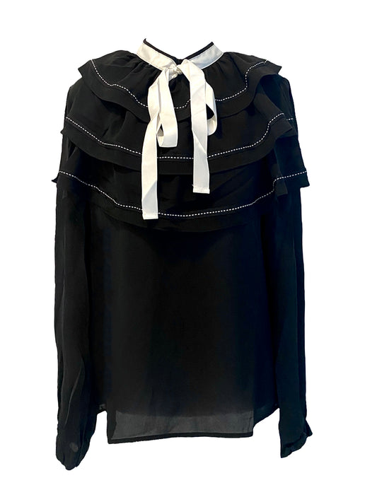 Black Long Sleeve Ruffled Shirt
