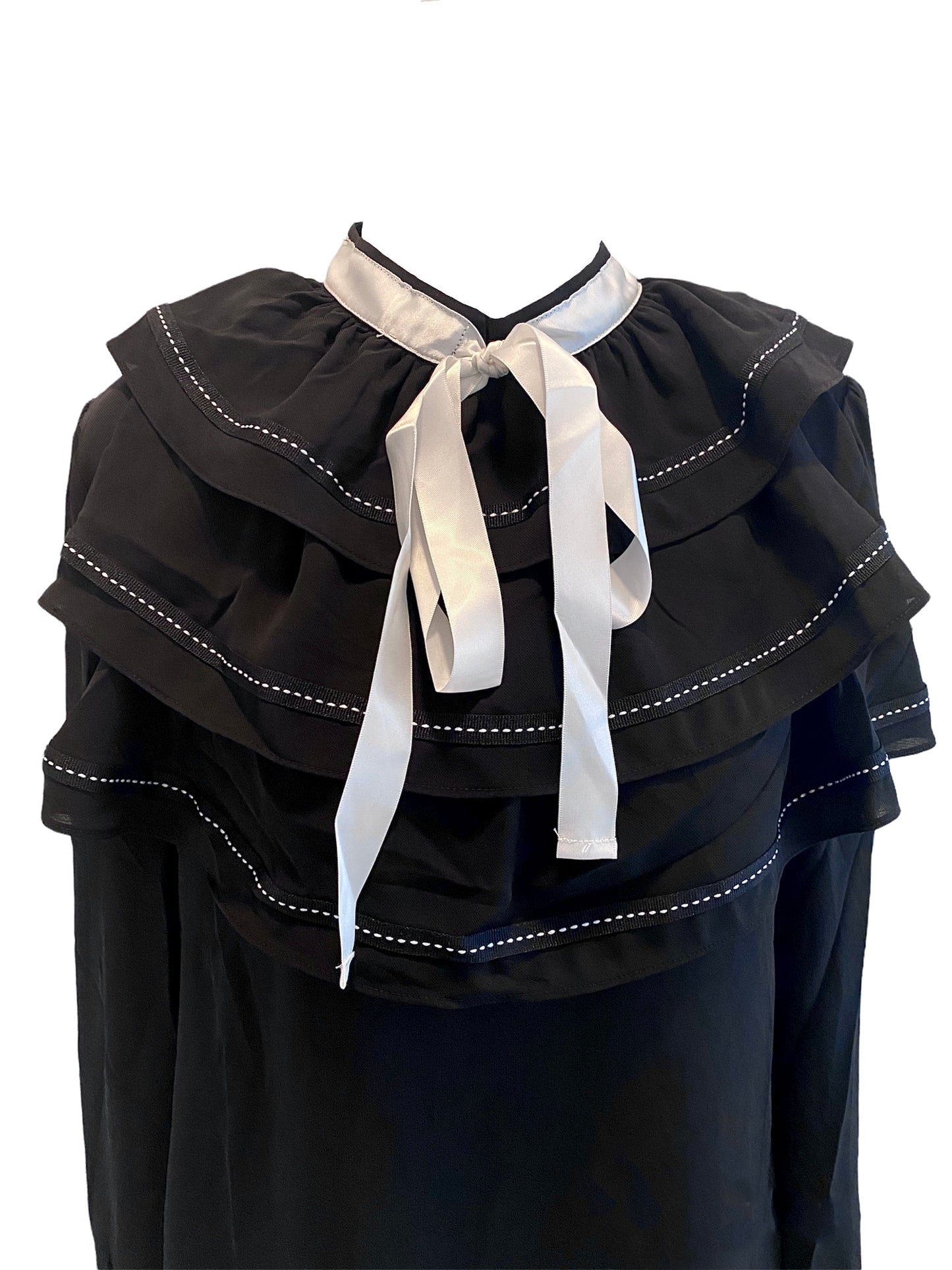 Black Long Sleeve Ruffled Shirt