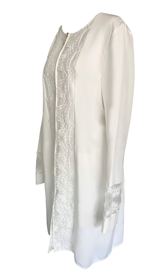 White Long Lace Embroidered Jacket