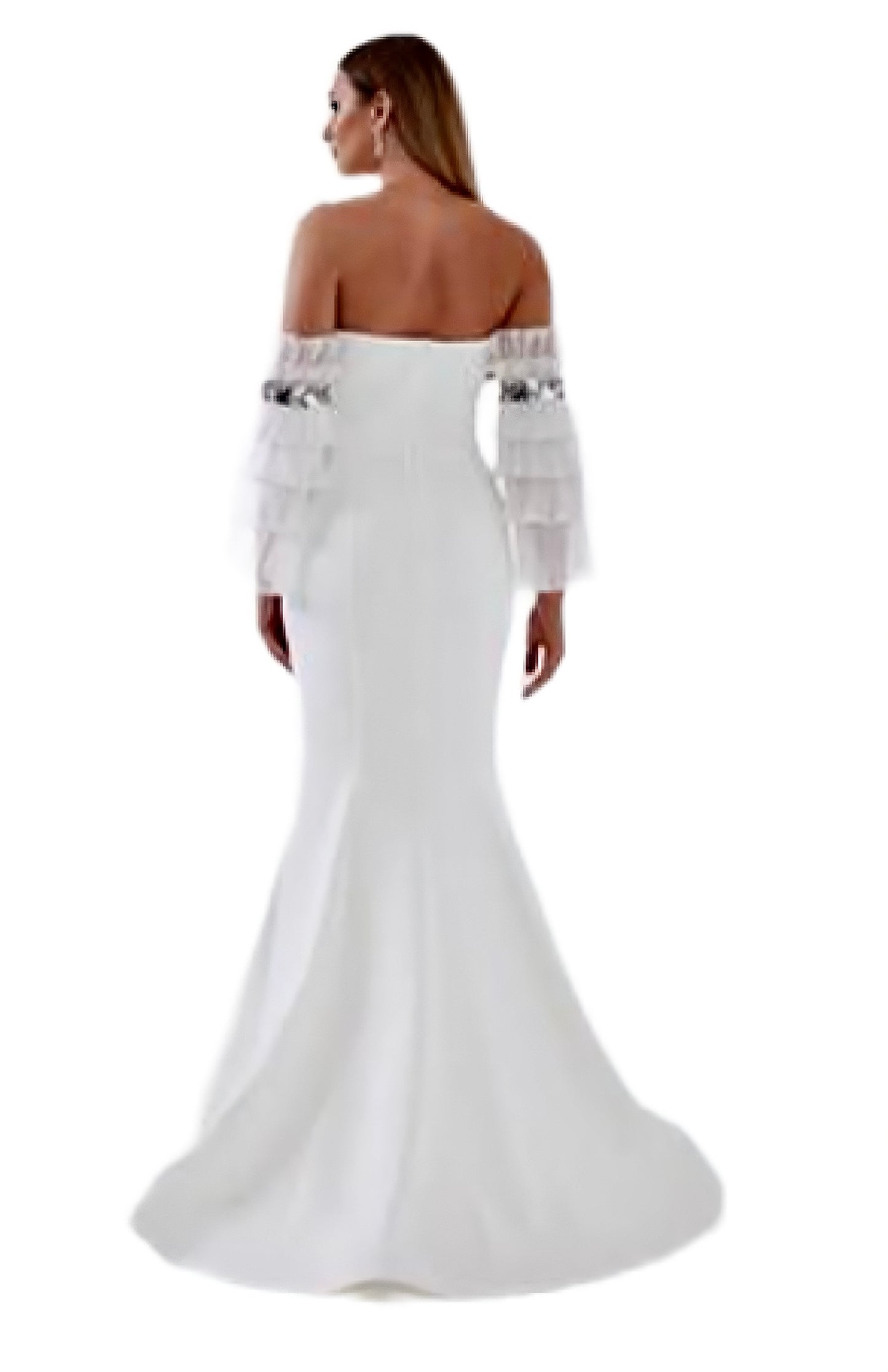 White Dress with Attached Ruffle Sleeves