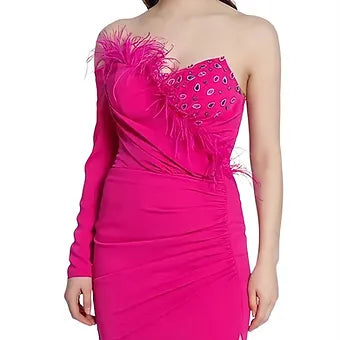 Fuchsia One Shoulder  Dress