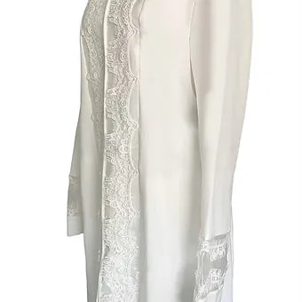 White Long Lace Embroidered Jacket